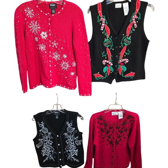 Wholesale Bulk Lot Of 4 Women's Small 4 6 Long Sleeve Winter Christmas Sweaters - Picture 1 of 7